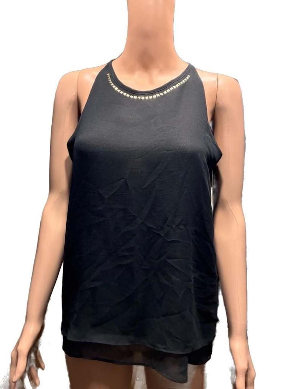 The Limited Black Chiffon Studded Halter Neck Sleeveless Blouse
